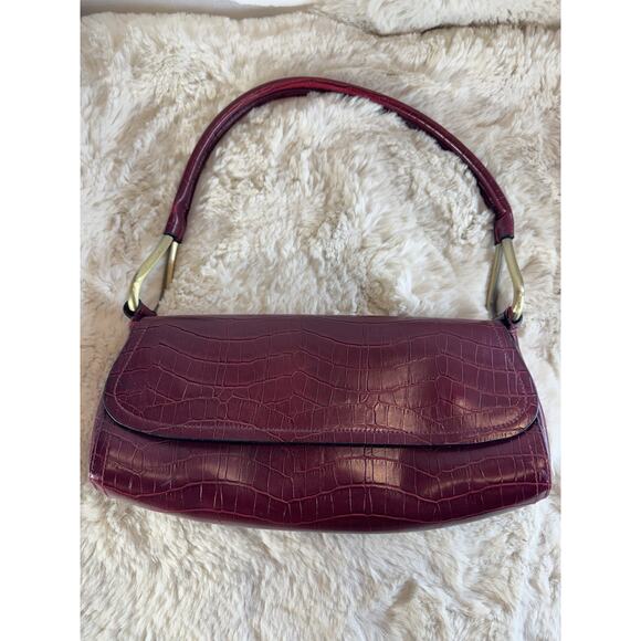Vintage Bueno Red Vinyl Faux Crocodile Embossed Clutch Purse 90s Y2K - Picture 1 of 11